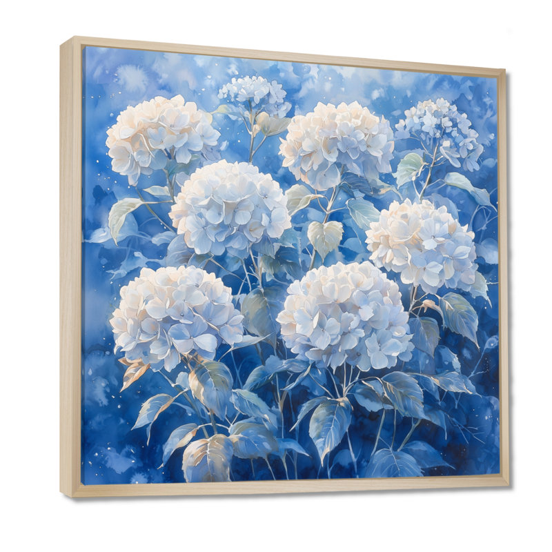 Hydrangeas in the Winter Garden - Hydrangea, reproduction d'art sur toile encadrée, H 30 po x l 30 po, Crème, crème