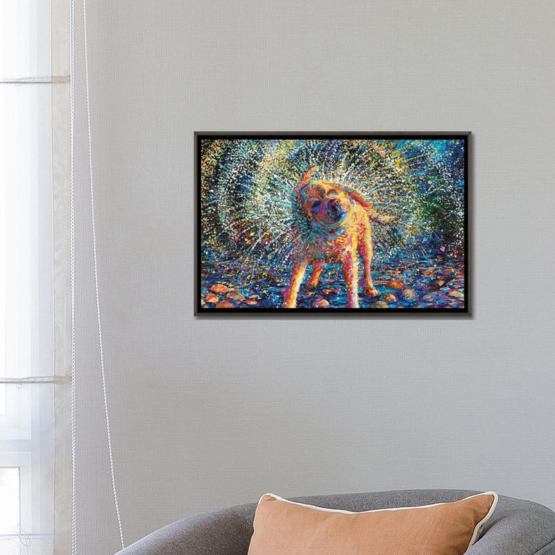 «Secouer» par Iris Scott - reproduction d'art, H 18 po x l 26 po x P 1,5 po, Toile encadrée de bois rustique foncé