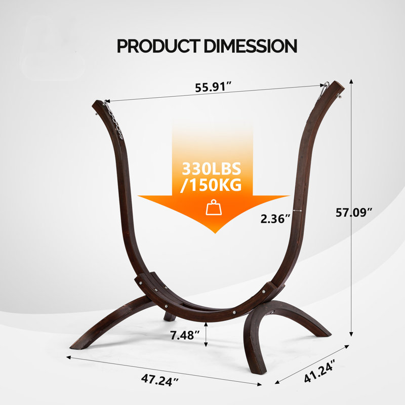 Support pour hamac 55 po x 57 po pour l'intérieur et l'extérieur 