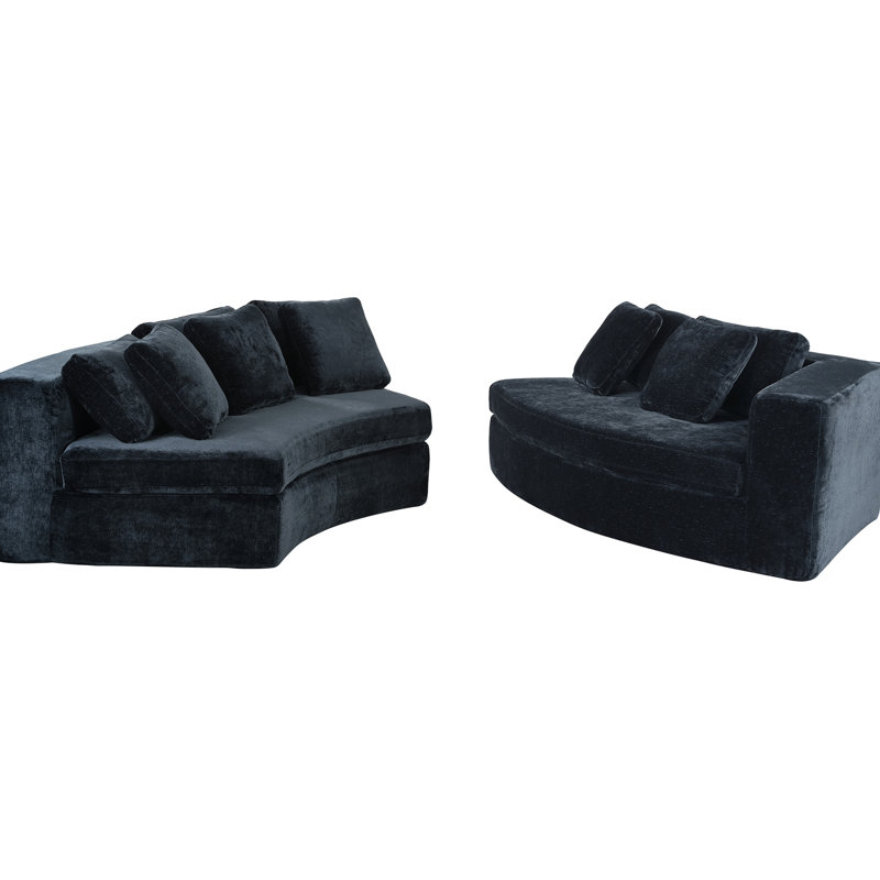 4 U modulaires de 115,7 po avec 5 coussins, chenille, conception incurvée, installation facile