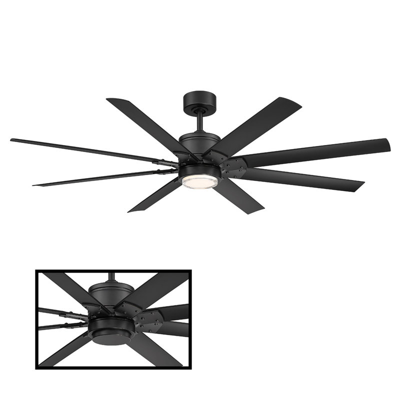 Renegade 8 - Blade Outdoor Integrated LED Smart Standard Ceiling Fan with Remote Control and Light Kit Included, 3500K, 52"