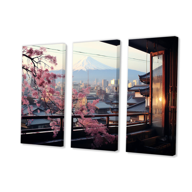 Japon, fenêtre sur la ville, vue sur la sérénité - Japon, art mural, Toile tendue, H 28 po x l 36 po x P 1 po
