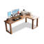 Bureau d'écriture en L en bois massif de couleur brun clair-118332746