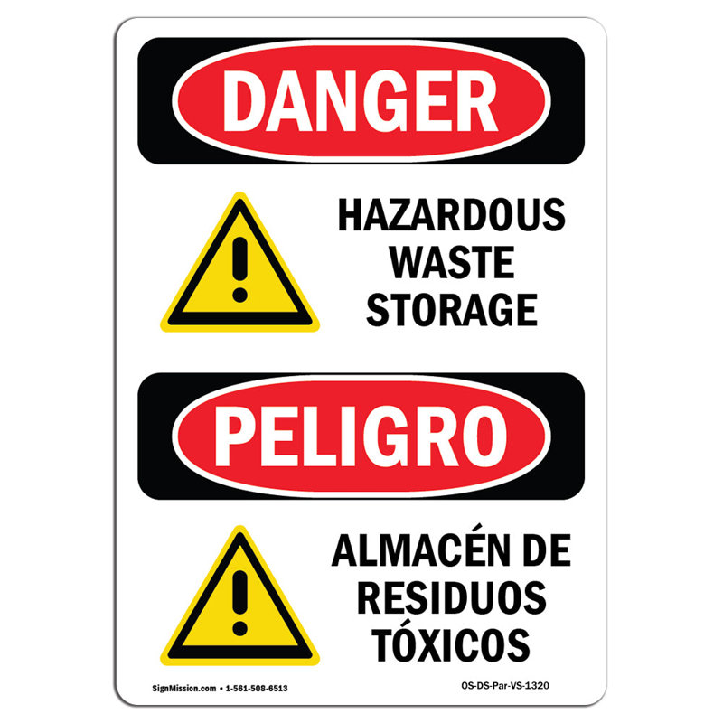 Panneau de rangement pour déchets dangereux, H 24 po x l 18 po x P 0,1 po