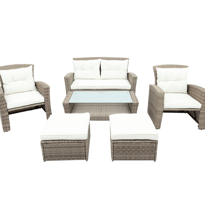 Ensemble de conversation modulaire en U 4 pièces avec coussins tonifiants et table basse All Weather, Beige