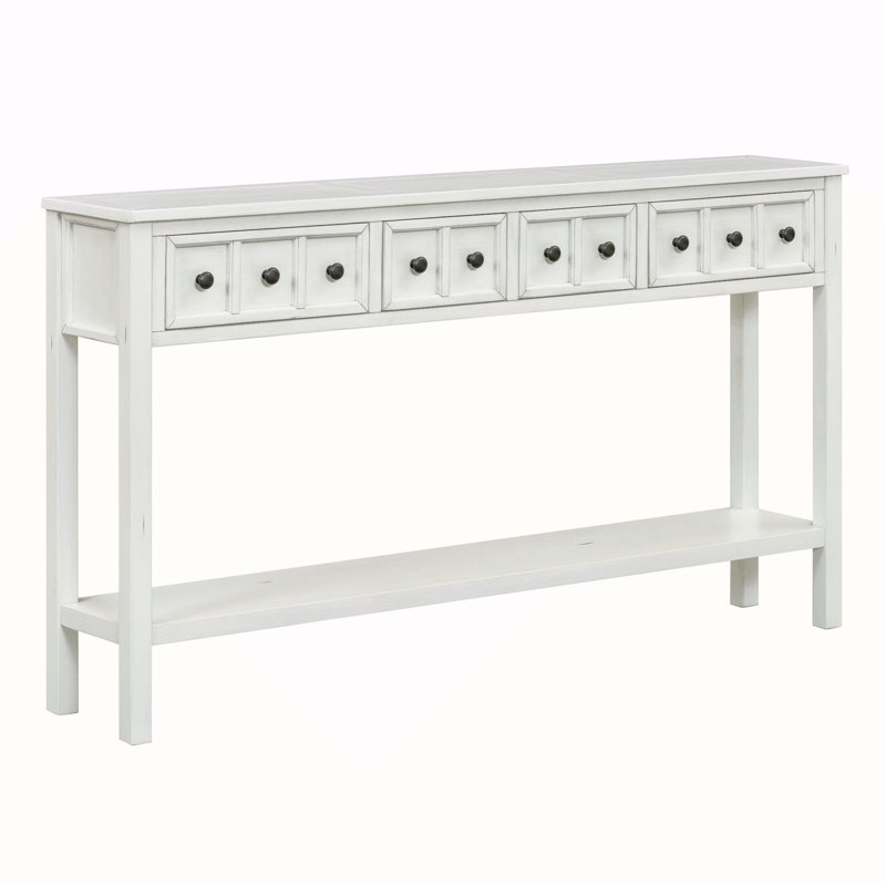 Rustic Entryway Console Table, Antique White