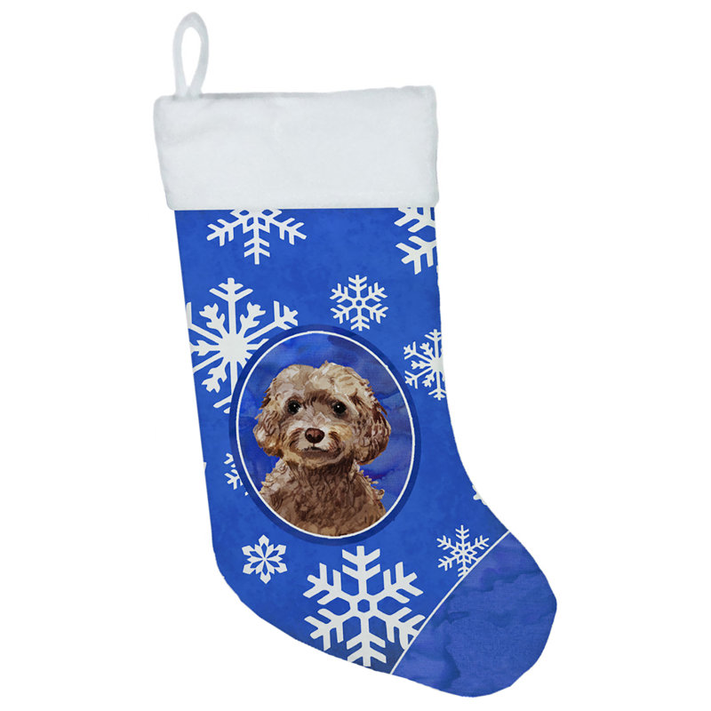 Chaussette de noël winter flocons de noël, Cockapoo brun