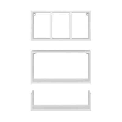 Ensemble de 3 tablettes murales modernes Trego pour le rangement et la décoration de salons, de studios, de bureaux ou de chambres