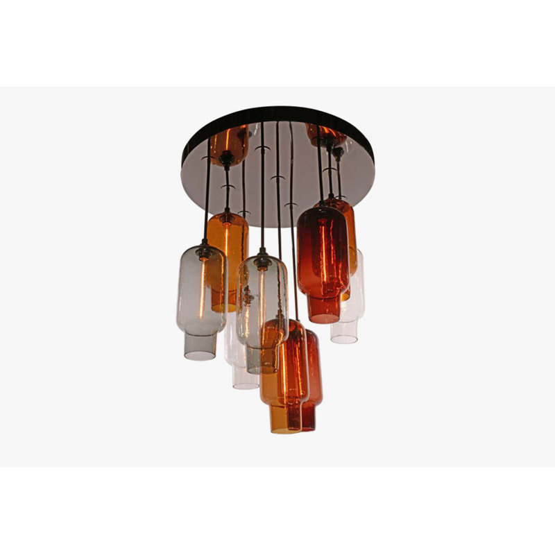 Sorbonne 10 - Light Pendant, Smoke/Cognac/Cardinal/Crystal, Oil Rubbed Bronze