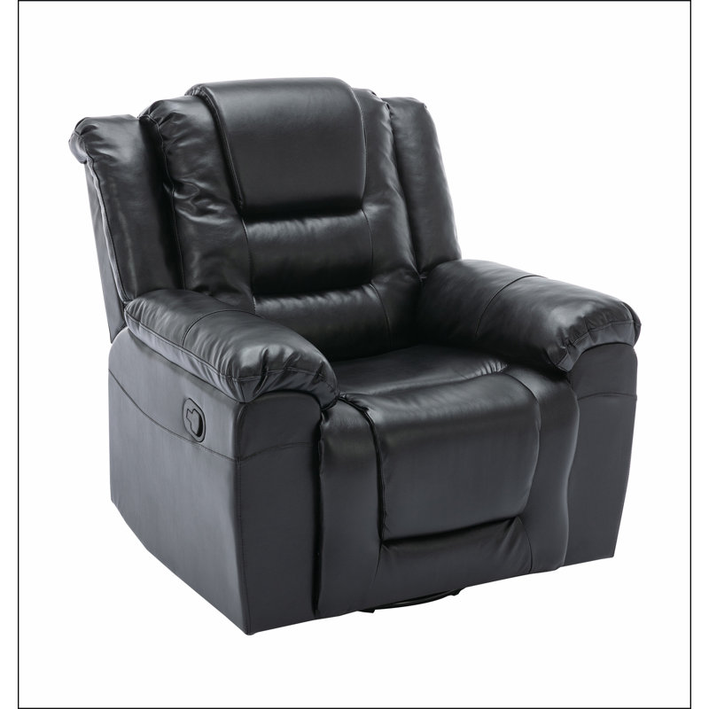 360°Swivel and Rocking Home Theatre Recliner Manual Recliner Chair with Wide Armrest, Black
