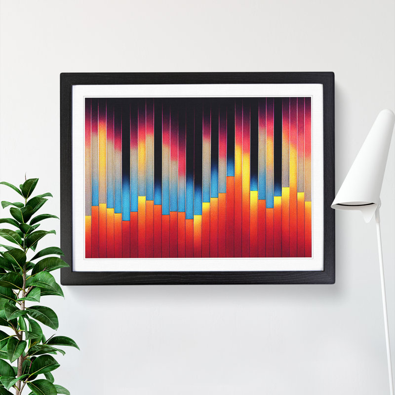 Audio Equalizer Abstract Art Vol.4 - Single Picture Frame Print, Black, 46cm H x 64cm W