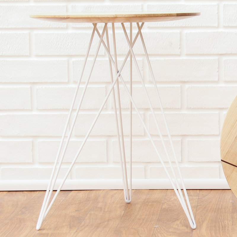 Hudson Solid Wood Top End Table, Maple, White