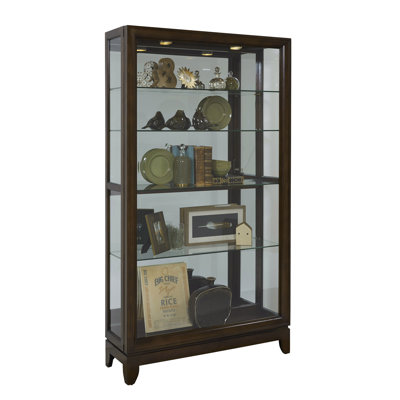 Keepsakes Sliding Door 5 Shelf Curio Cabinet in Deep Brown