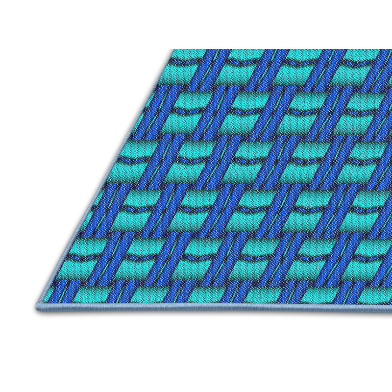 Tapis bleu tissé à la machine, Rectangle 5 pi x 7 pi