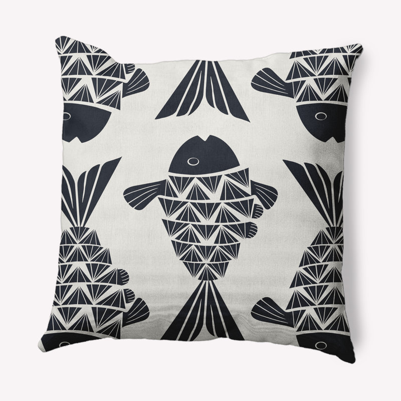Big Fish Coastal Pillow Cover and Insert, 18" x 18", Shark Blue