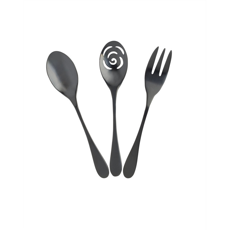 3 Piece Stainless Steel Hostess Set, Matte Black