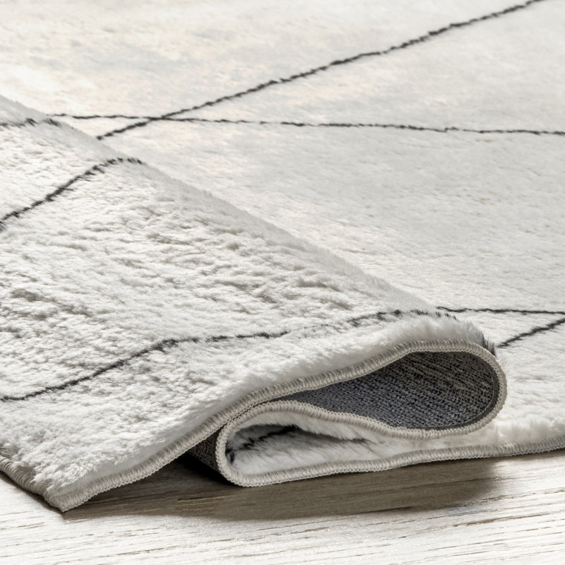 Ivory Trellis Washable Shag Area Rug 5' x 8'