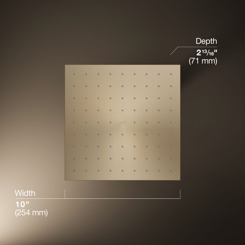 Contemporary Multi Function Rain Shower Head, Vibrant Brushed Bronze, Square, 1.75 GPM