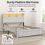 Lit plateforme tapissier avec rangement Beige