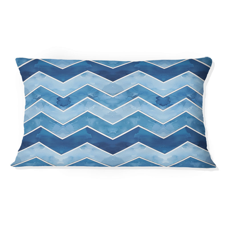 Blue  Chevron Patterns IV - Modern Lumbar Pillow