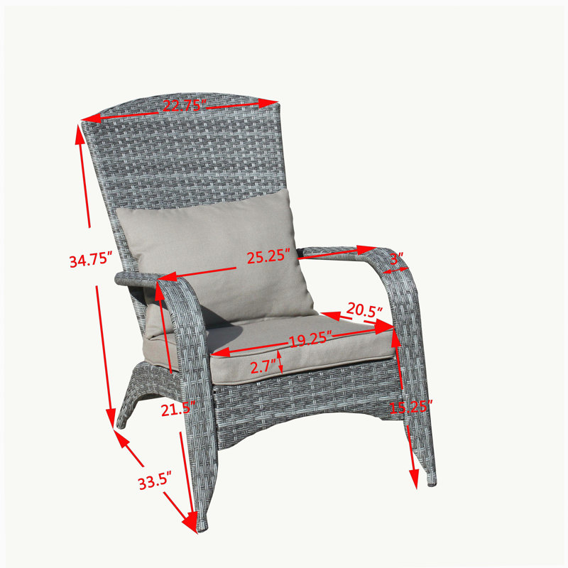Chaise de patio rembourrée, Gris, Gris