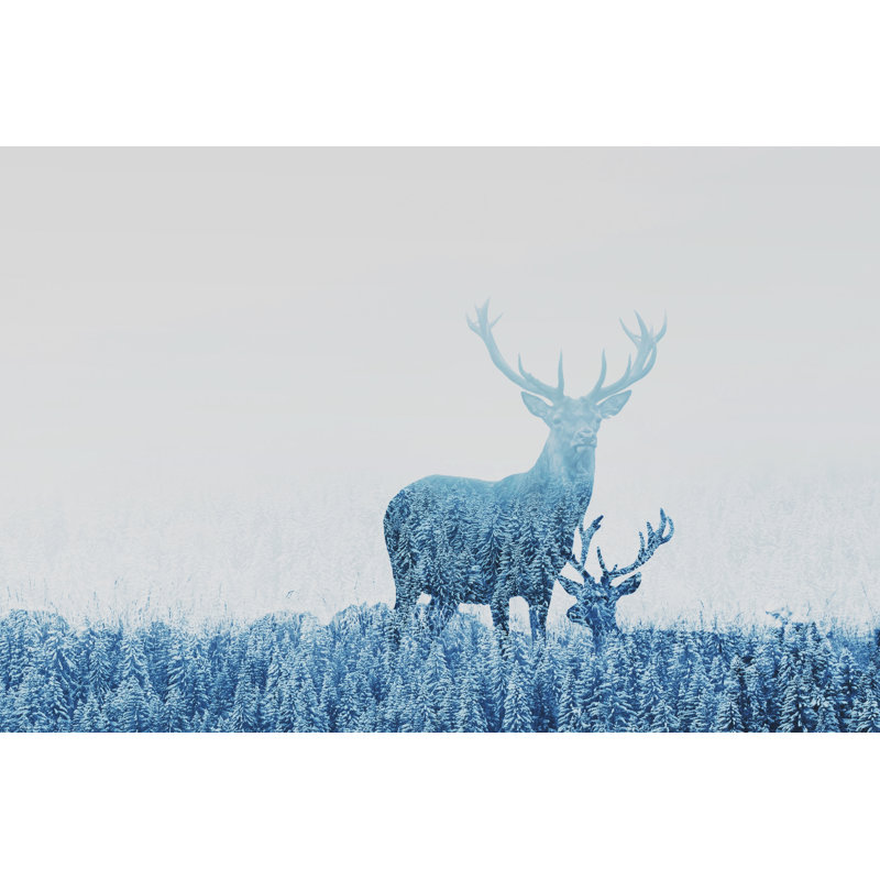 Double Exposure Of Two Deers In Winter Forest by Anyaberkut - Wrapped Canvas Print, 81cm H x 122cm W x 3.8cm D