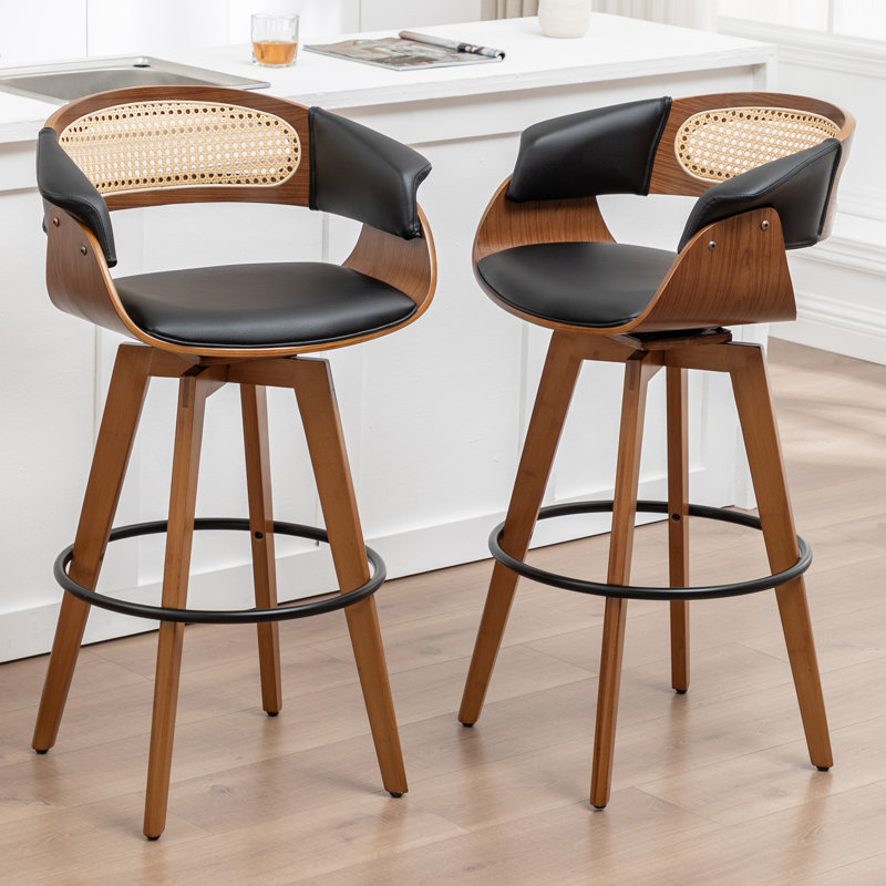 Tabourets de bar pivotants rembourrés, Tabouret de comptoir (siège d'une hauteur de 26,3, Noir