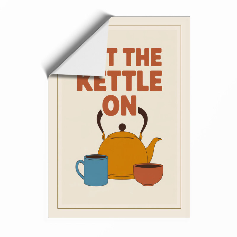 Put the Kettle On Retro - Framed Print, Unframed, A2 - 59.4 x 42.0 cm