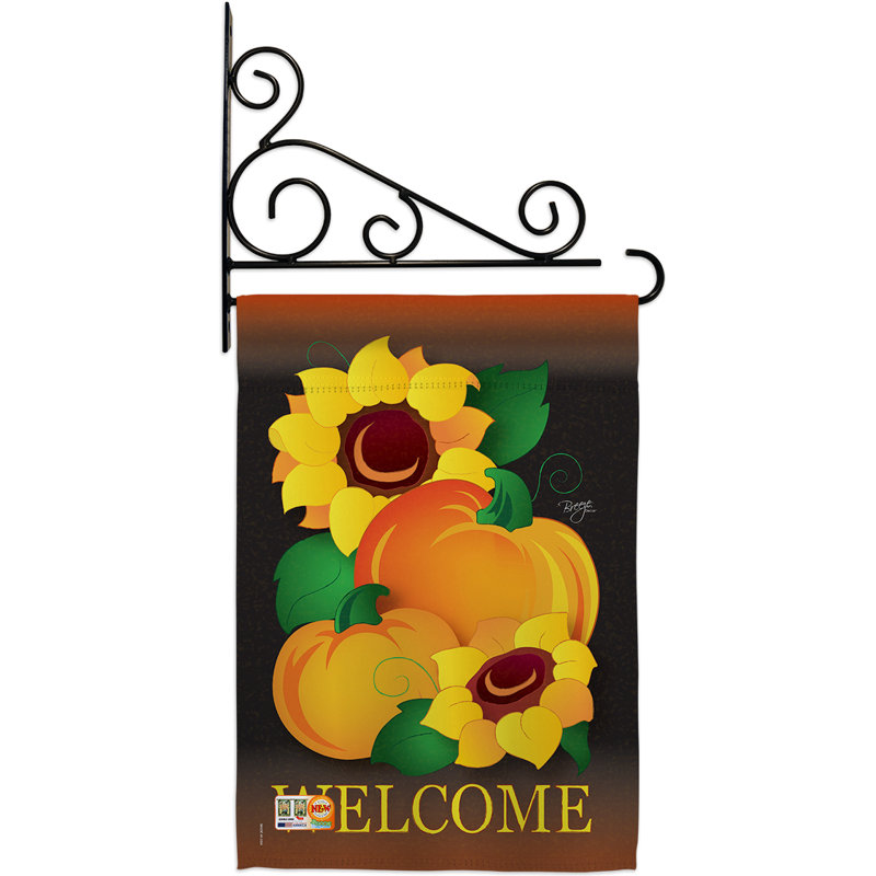 Bienvenue potiron 2 faces polyester 18,5 x 13 po Ensemble de drapeaux