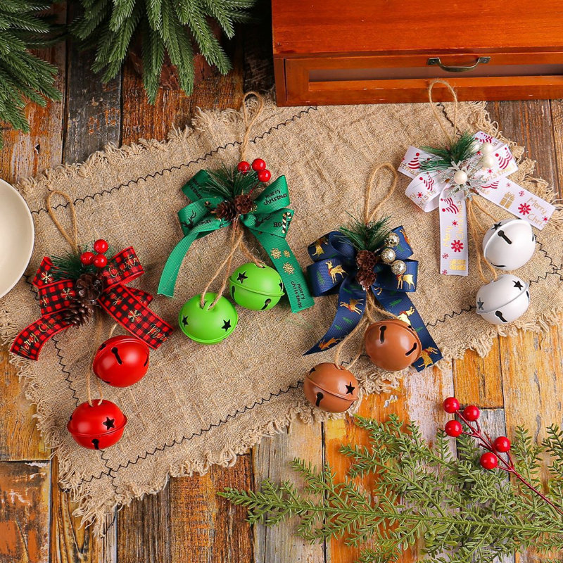 Ensemble de 4 décorations suspendues rustiques en fer forgé, 25 cm, pour sapin de Noël, guirlandes et ornements de Noël