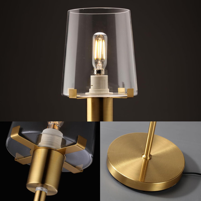Dimmable LED Floor Lamp with Clear Glass Shade, Touch-Controlled Lighting, 66.5-Inch, Perfect for Dinning, Living Room and Bedroom