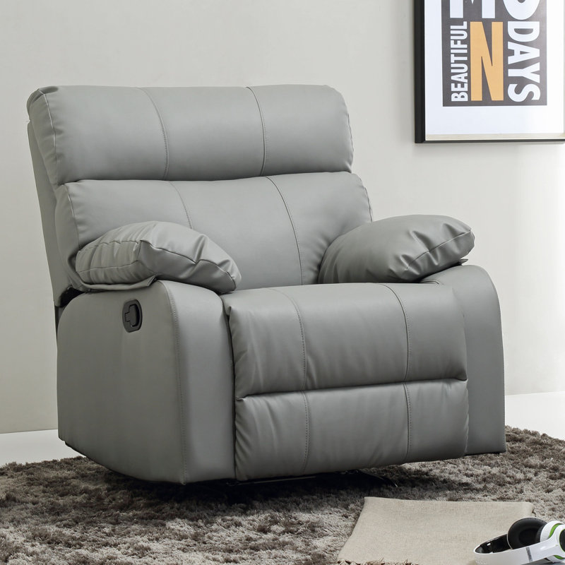 Furniture Manny G533-RC Rocker Recliner, Gray Faux Leather