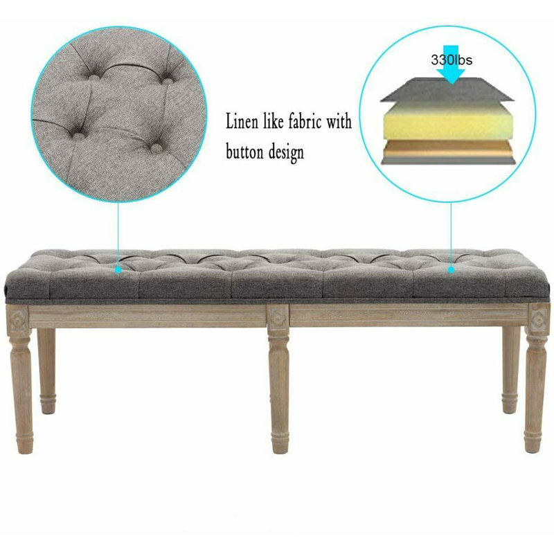 Narberth Cotton Upholstered Storage Bench, Gray