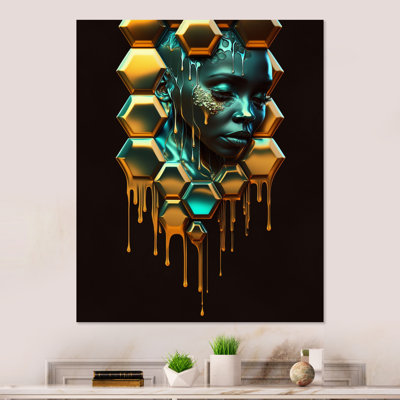 Hexagone avec visage de femme I - reproduction sur toile