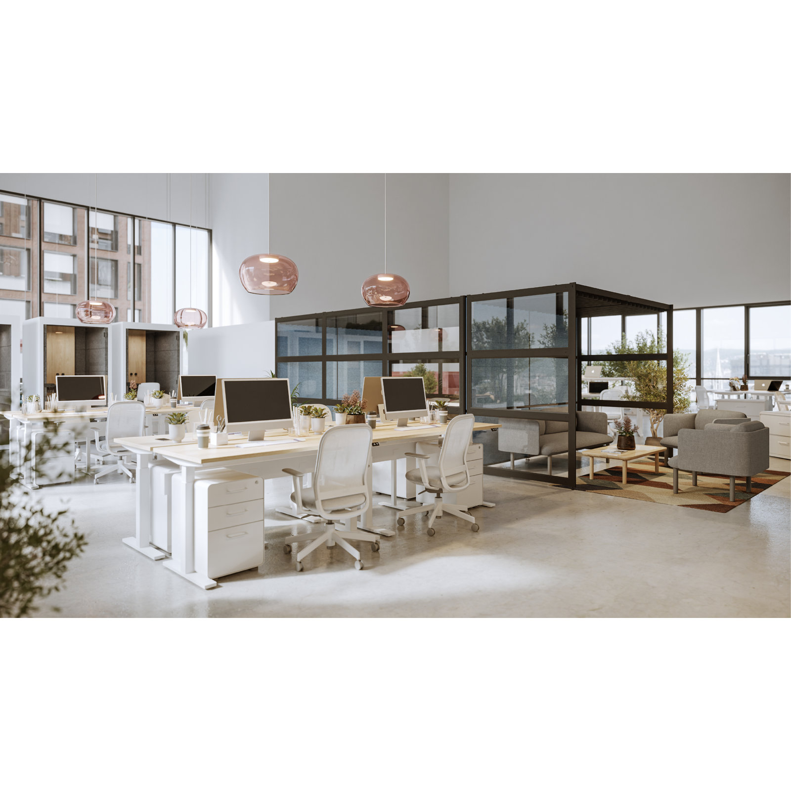 Series L 2S Adj Ht Sgl Desk, White, 48" H x 30" W x 60" D