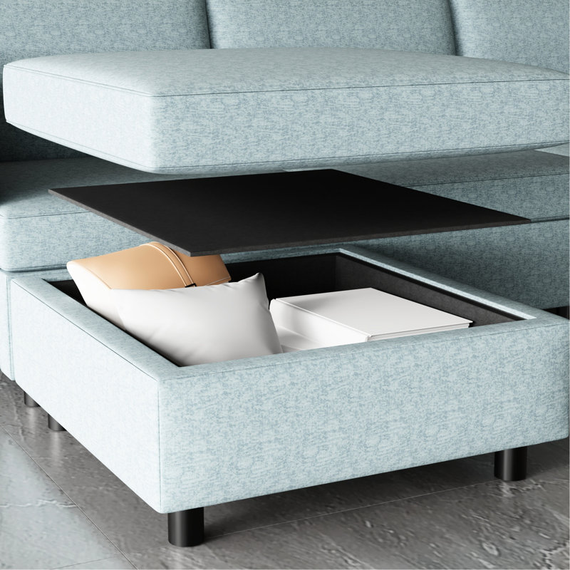 Living Room Modular Sectional With Storage And Sleeper Option,Chenille, 2 Design Chenille Couch Feature For Interior
