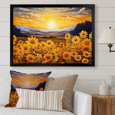 «Radiant Golden Blooming Sunflower Meadow», reproduction sur toile