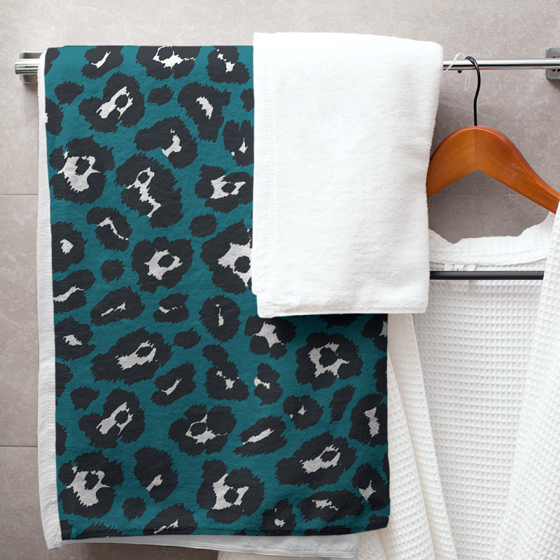 Lucida Bath Towel, Polyester/Cotton Blend, Teal/White/Black