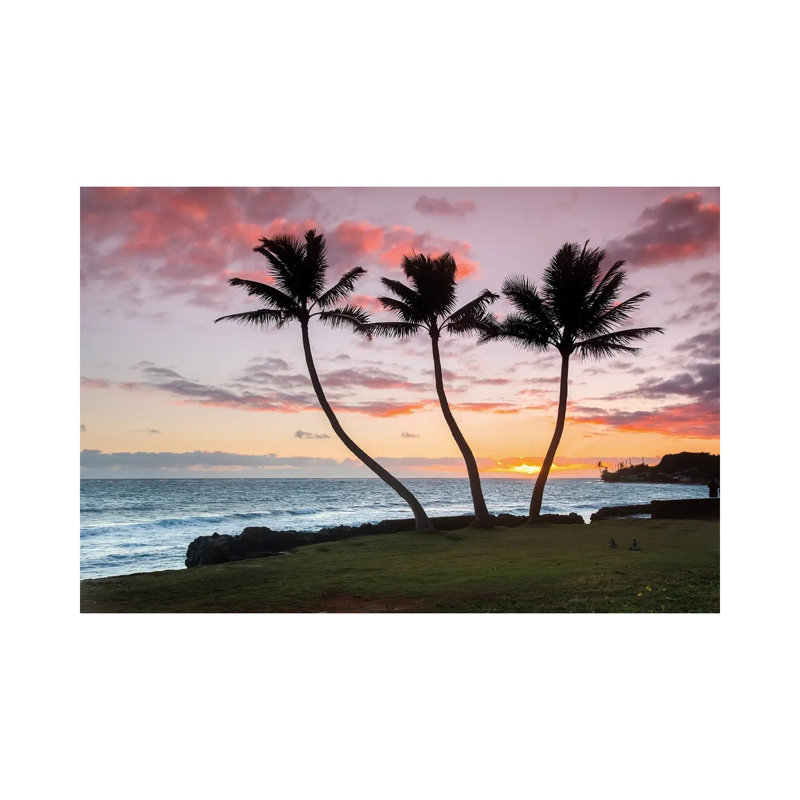 Thrre Palm Sunrise 1 Piece Wrapped Canvas Wall Art, 20.32 cm H x 30.48 cm W