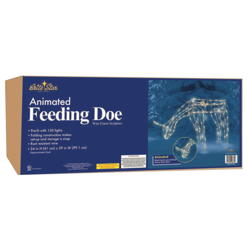 Metal Christmas Decoration, Animated Feeding Doe Deer