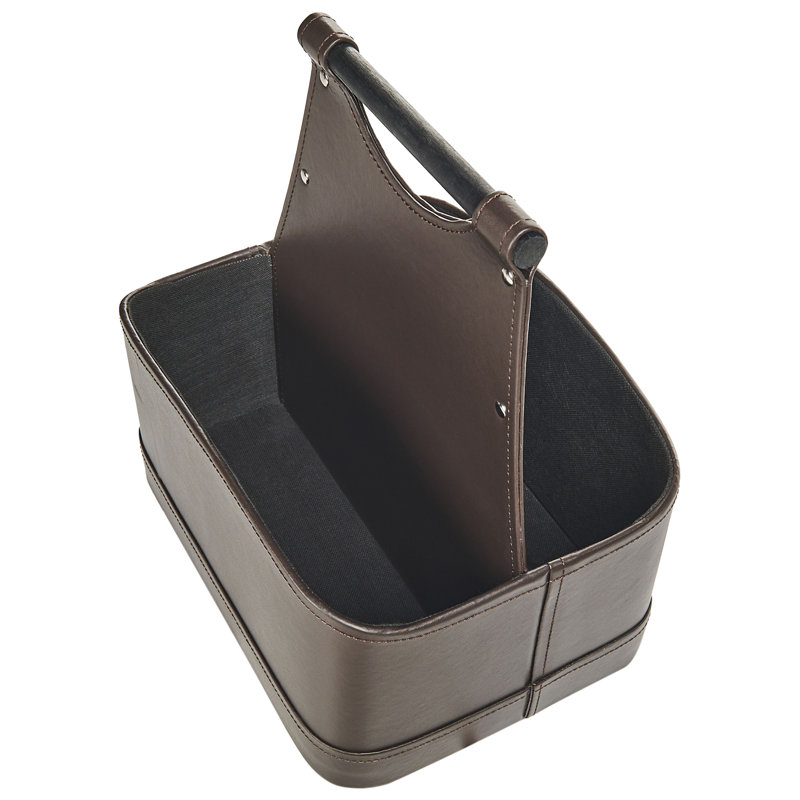 Lark Manor URUK Faux Leather Decorative Basket, Dark Brown