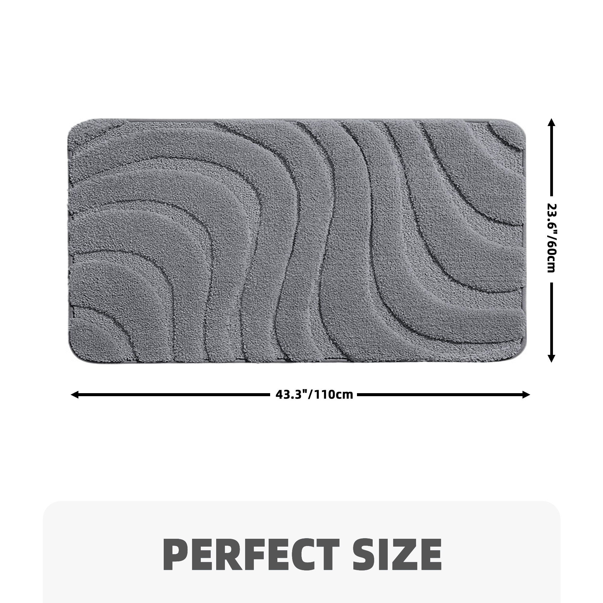 Gagetown Non-Slip Bath Rug, 24" W x 43" L, Dark Gray