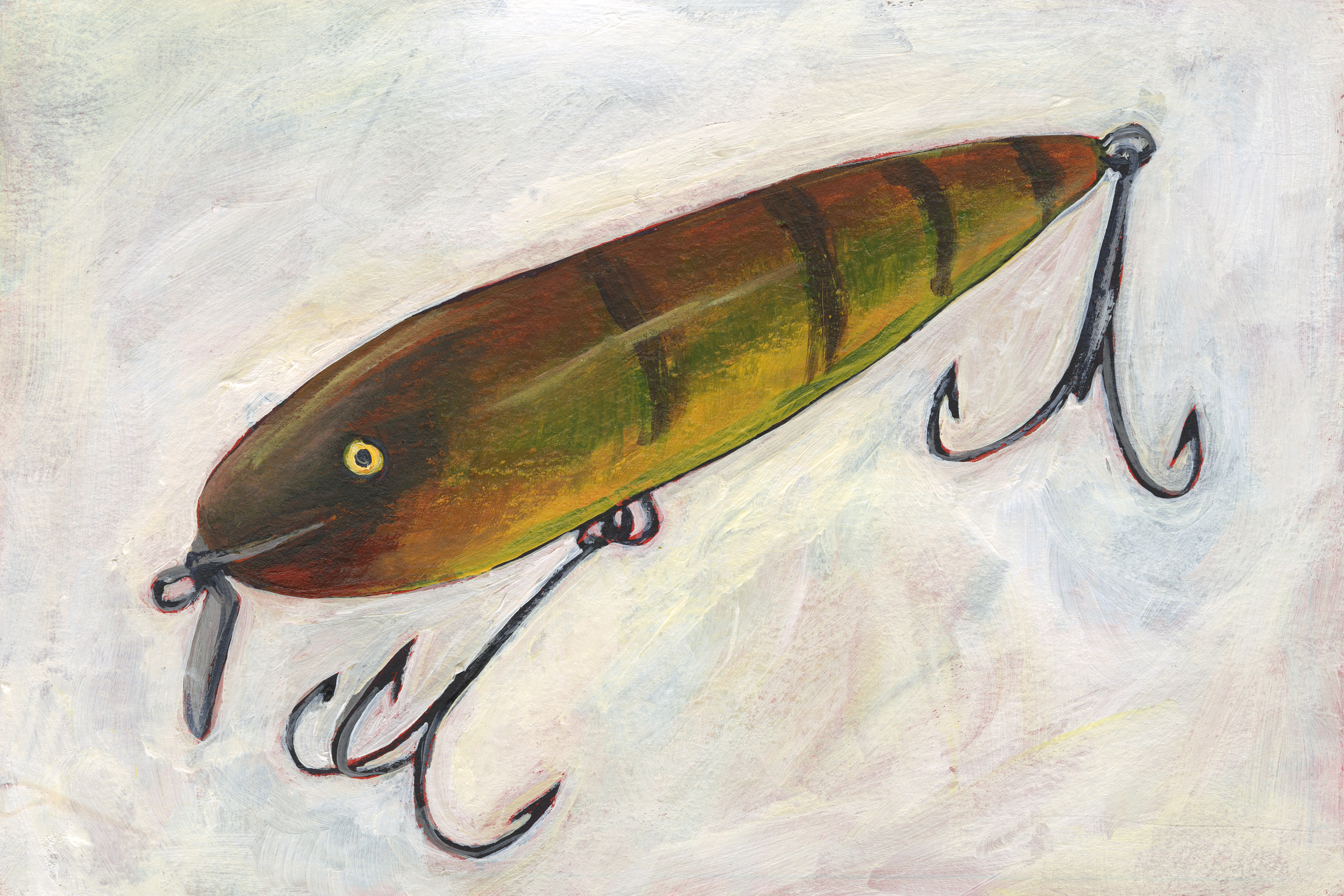 Retro Fishing Lure II On Canvas by Regina Moore Painting
