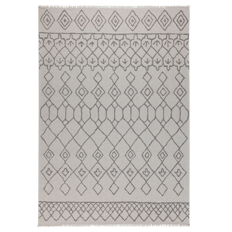 Tapis géométrique en coton tissé à la machine Osceola, Rectangle 2 pi 6 po x 4 pi 11 po