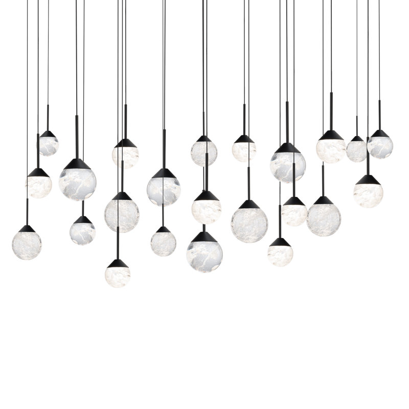 Quest 23 Light Crystal LED Multi-Light Pendant, Black