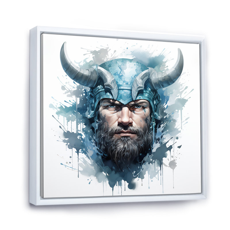 «Blue Saga Of Viking Legends I», art mural Classics, Cadre flottant blanc, H 36 po x l 36 po x P 1,5 po