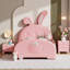 Joli lit simple princesse en forme de lapin avec revêtement rose - Lit plateforme de style princesse avec tête et pied de lit-1633031844
