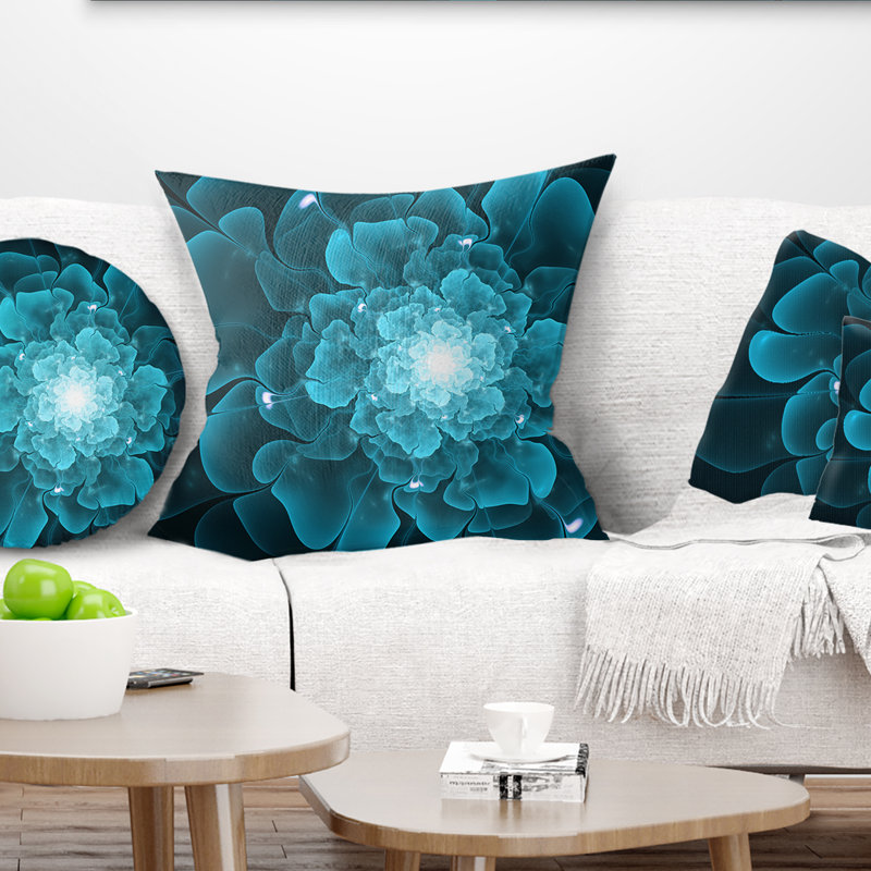 Coussin décoratif floral à fleurs fractales, 16 po x 1 po, Coussin décoratif