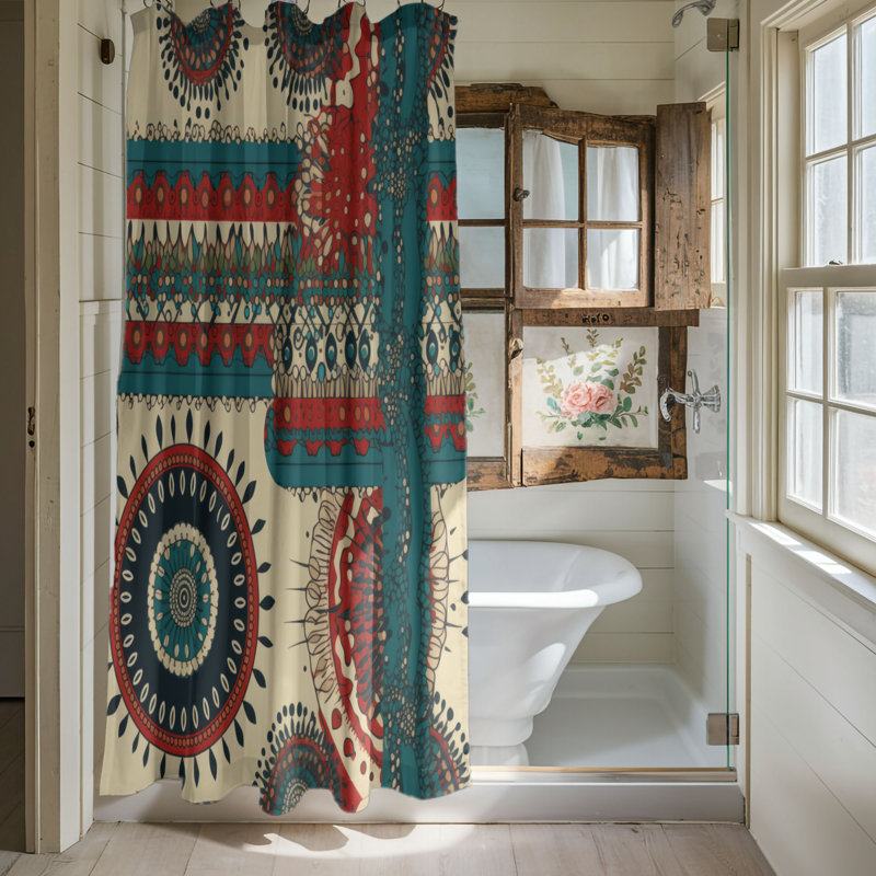 Boho Kaleidoscope - Premium Shower Curtain, 74" H x 71" W