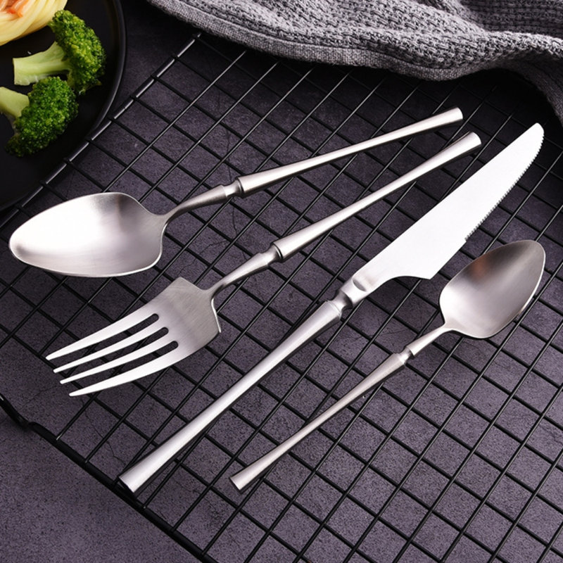 Ensemble 20 pièces d'argenterie mat moderne, couverts en acier inoxydable, service de couverts unique pour 4 personnes, cuillère fourchette incluse
